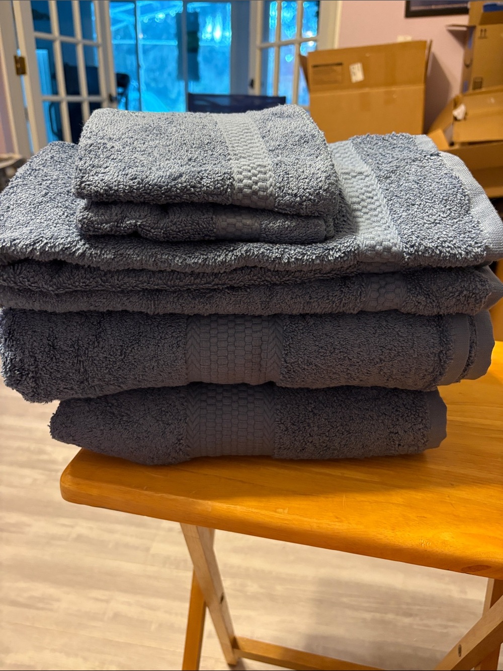 Plush Solid Bath Towel Set - Slate Blue six piece set